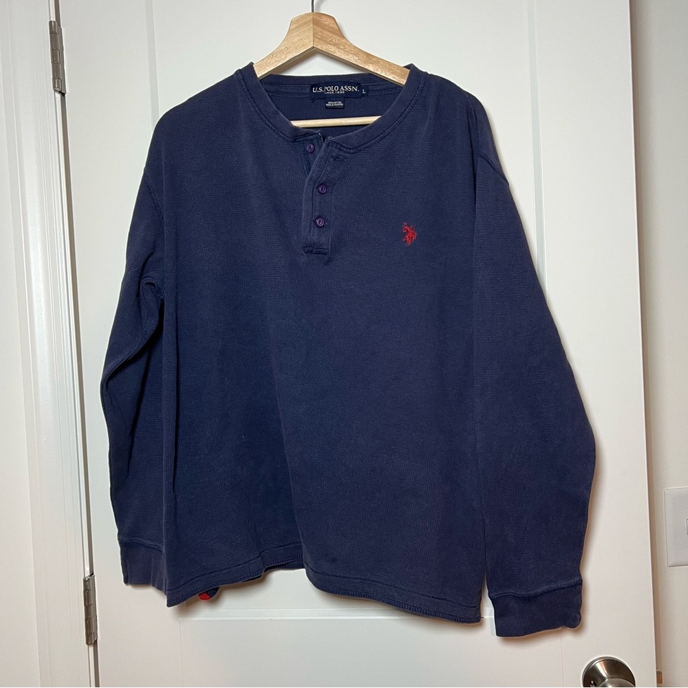 US Polo Assn Men’s Navy‎ Blue 100% Cotton Thermal Long Sleeve 🐎